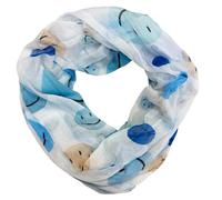 J26 Smiley Loop Sciarpa in misto seta con stampa animale, panno estivo, primavera, autunno, sciarpa per le mezze stagioni, seta, Blu, 180 x 75 cm