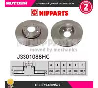 J3301088HC Coppia disco freno anteriore (NIPPARTS)