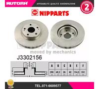 2x Disco freno Assale anteriore ventilazione interna J3302156 NIPPARTS