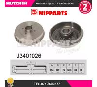 J3401026 Coppia tamburo freno posteriore (MARCA NIPPARTS)..