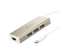 j5 create JCH451 hub di interfaccia USB 3.0 (3.1 Gen 1) Type-C 10000 Mbit/s Beige, Bianco