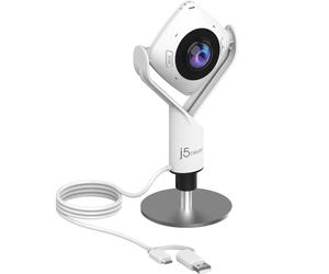 J5 Create JVCU360 Webcam Webcam all-in-one con video a 360° e audio omnidirezionale - ideale per sale riunioni di medie dimensioni o ovunque tu sia