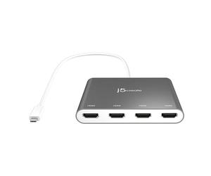 j5create Adattatore hub HDMI da USB-C a 4 porte - Splitter multi monitor - Supporta 4 display 1080p 60Hz - Compatibile con MacBook Type-C e Windows (JCA366)
