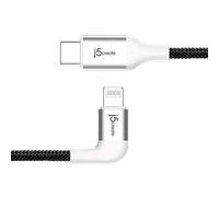 j5create Cavo USB C - Lightning iPhone 14, 13, 12, 11 (bianco) - 1,2 m [Certificato Apple MFi] Cavo intrecciato con connettore ad angolo retto per iPhone 14~11, iPad, AirPods Pro