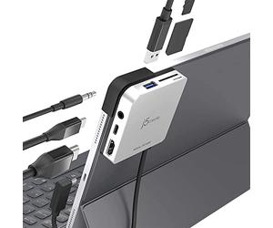 j5create iPad Pro USB C Hub- Dock da viaggio 6-in-1 per iPad Pro 12.9"/11", con HDMI 4K@60Hz, ricarica USB C PD 100W&Data, USB A 3.1, lettore di schede SD e microSD, jack per cuffie da 3,5 mm (JCD612)