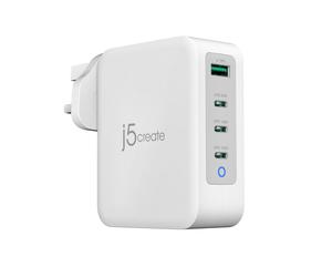 j5create JUP43130 Alimentatore 130W USB 3.2 PD 3.0 QC 4.0 5A 4 Uscite Grigio