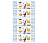 ja! 150 sacchetti della spazzatura, sacchetti plastica, sacchetti differenziata con maniglia, 25 litri, 30 pezzi per rotolo, cuciture sul fondo antistrappo, trasparente, 5 rotoli