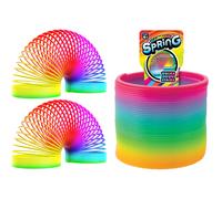 JA-RU Big Magic Rainbow Color Spring Pack (2 Units) Original Plastic Spring Fidget Toy | Kids CoilToy for Girls & Boys | Colorful Neon Color