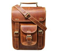 Jaald Borsa a tracolla da 11", in pelle piccola, per uomo e donna, in stile vintage, con iPad e tablet, marrone, S