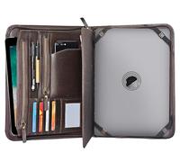 Jaald - Portafoglio da lavoro realizzato a mano, in vera pelle, ideale per uomini e donne, con custodia per documenti e blocco note, compatibile con iPad Pro da 12,9 cm