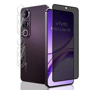 Jaavkkma 1 Pezzo Privacy Pellicola Protettiva per VIVO V50 Lite 5G + 2 Pezzi Pellicola Fotocamera, Durezza 9H/Anti-Spia, Protezione Schermo per VIVO V50 Lite 5G - Anti Spy Vetro Temperato