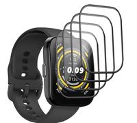 Jaavkkma 4 Pezzi Pellicola Protettiva per Amazfit Bip 5 46mm Vetro Temperato, Anti-graffio/HD, 3D Curva Protezione Schermo per Amazfit Bip 5 46mm - PMMA Film Protettivo Composito