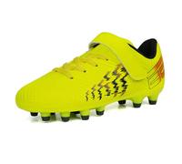 JABASIC Bambini Terra Ferma Calcio Tacchetti Ragazzi Ragazze Scarpe da Calcio (29EU,Lime)