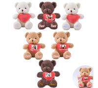 JABECODIFA 6 Pezzi di Orsacchiotti di Peluche Personalizzati da 40cm con Cuore, Orsacchiotti Peluche Personalizzati con Foto e Testo come Regali per San Valentino, Regalo Classe