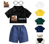 JABECODIFA Abiti Per Orso Personalizzati Per 20-40cm Con Pantaloni Occhiali | Adatto Per Lei Lui Natale E Festa Del Bambino, Tessile Morbido, Abiti Per Bambola Orso Peluche Con Foto Testo Personalizzati