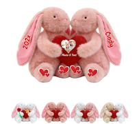 JABECODIFA Coniglietto Di Peluche Personalizzato con Cuore, Peluche Abbracciabile Pasqua Su Misura Con Foto Testo Come Regali Personalizzati Per Lei E Lui A Pasqua Natale E Compleanno 2 Pezzi, 30cm