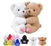 JABECODIFA Orsacchiotti personalizzati con foto e testo, Hugging Teddy Bear Orsacchiotti abbraccio personalizzati regali per San Valentino Natale Compleanno 2 Pezzi, 35cm