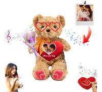 JABECODIFA Orsacchiotto Di San Valentino Personalizzato Con Cuore Per Bambini Con Testo E Foto, Orso Di Peluche Valentine Teddy Bear Regalo Personalizzato Per Compleanno E San Valentino, 26cm