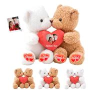 JABECODIFA Orsacchiotto personalizzato con cuore, Hugging Teddy Bear Orsacchiotti abbraccio Ti Amo regali per Lei Lui a San Valentino Anniversario Natale 2 Pezzi, 30cm