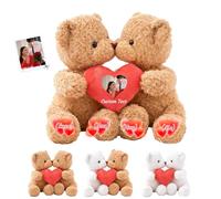 JABECODIFA Orsacchiotto personalizzato con cuore, Hugging Teddy Bear Orsacchiotti abbraccio Ti Amo regali per Lei Lui a San Valentino Anniversario Natale 2 Pezzi, 30cm