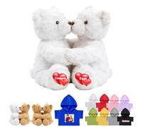 JABECODIFA Orsacchiotto personalizzato con foto testo, Hugging Teddy Bear Orsacchiotti abbraccio personalizzati regali per coppie a San Valentino Compleanno Natale 2 Pezzi, 26cm