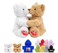 JABECODIFA Orsacchiotto personalizzato con foto testo, Hugging Teddy Bear Orsacchiotti abbraccio personalizzati regali per coppie a San Valentino Compleanno Natale 2 Pezzi, 26cm