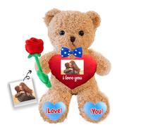 JABECODIFA Orsacchiotto Personalizzato con Foto Testo, Orsetto di Peluche con il Cuore come Regali Personalizzati per lui Natale Regali Compleanno Regali San Valentino Regali Anniversario (40cm)