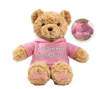 JABECODIFA Orsacchiotto Personalizzato con Testo Foto, Orsetto di Peluche come Regali Personalizzati per lui Natale Regali Compleanno Regali San Valentino Regali Anniversario (26cm)