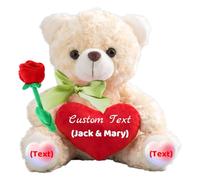 JABECODIFA Orsacchiotto Personalizzato con Testo Foto, Orsetto di Peluche con il Cuore come Regali Personalizzati per lui Natale Regali Compleanno Regali San Valentino Regali Anniversario (20cm)