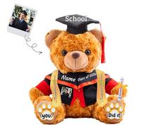 JABECODIFA Regalo Laurea per lei Orsacchiotto Personalizzato con Foto Testo, Orsetto di Peluche con Cappello Laurea come Regali Personalizzati per lui Regalo Laurea per lei (25cm)