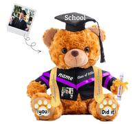 JABECODIFA Regalo Laurea per lei Orsacchiotto Personalizzato con Foto Testo, Orsetto di Peluche con Cappello Laurea come Regali Personalizzati per lui Regalo Laurea per lei (20cm)