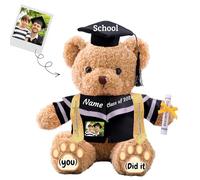 JABECODIFA Regalo Laurea per lei Orsacchiotto Personalizzato con Testo Foto, Orsetto di Peluche con Cappello Laurea come Regali Personalizzati per lui Regalo Laurea per lei (30cm)