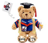 JABECODIFA Regalo Laurea per lei Orsacchiotto Personalizzato con Testo Foto, Orsetto di Peluche con Cappello Laurea come Regali Personalizzati per lui Regalo Laurea per lei (26cm)