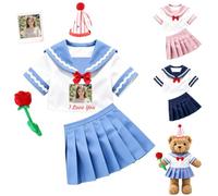 JABECODIFA Set Gonna Per Bambola Peluche Personalizzato Per Peluche 20-40cm | Adatto Per San Valentino Natale Compleanno, Gonna Con Cappello E Rosa, Tessuto Morbido, Abiti Per Orso Peluche Con Foto Testo