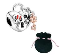 JABEDE - Charms 925 Sterling Silver 5A Cubic Zirconia Ciondolo Charm per Bracciale Charm Bead Ciondolo per Bracciali Europei Collane Gioielli Regalo per Donna (CANDADO)
