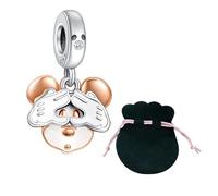 JABEDE - Charms 925 Sterling Silver 5A Cubic Zirconia Ciondolo Charm per Bracciale Charm Bead Ciondolo per Bracciali Europei Collane Gioielli Regalo per Donna (CUCU)