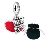 JABEDE - Charms 925 Sterling Silver 5A Cubic Zirconia Ciondolo Charm per Bracciale Charm Bead Ciondolo per Bracciali Europei Collane Gioielli Regalo per Donna (CORAZON CORAZON)