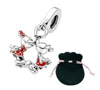 JABEDE - Charms 925 Sterling Silver 5A Cubic Zirconia Ciondolo Charm per Bracciale Charm Bead Ciondolo per Bracciali Europei Collane Gioielli Regalo per Donna (M-M BESO)