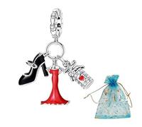 JABEDE Ciondolo charm da viaggio per braccialetto - Valigia rosa, aeroplano e passaporto - argento 925 per donne che amano viaggiare, Standard, Argento sterling