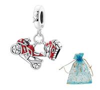 JABEDE Ciondolo da viaggio per braccialetto - Valigia rosa, aeroplano e passaporto, argento 925 per donne che amano viaggiare, Standard, Argento sterling