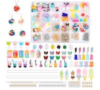 JABNOW 217pezzi Charms Set di Pendenti, Ciondoli Assortiti Smaltati Set di Gioielli Fai da Te con Charms Farfalla Ciondolo Orso Gommoso per Caviglia E Decorazioni Orecchin Regalo Fai da Te