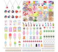 JABNOW 355 Pz Charms Set di Pendenti, Ciondoli Assortiti Smaltati Set di Gioielli Fai Da te Con Gelato, Coppette per Bevande, Orsetti Colorati per Caviglia E Decorazioni Orecchin Regalo Fai Da Te