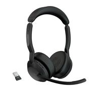 Auricolari Jabra Evolve2 55 wireless Bluetooth con Cancellazione Attiva Rumore, Microfono e base di ricarica, neri