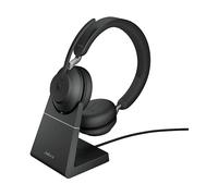 Jabra Evolve2 65 Wireless PC Headset with Charging Stand, Ottimizzato per Microsoft Teams, Dongle USB-A+supporto, Nero, Stereo