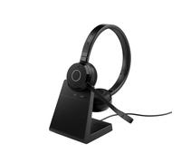 Jabra Cuffie stereo wireless Evolve 65 TE certificate per le comunicazioni unificate, batteria da 12 ore, USB-A con supporto di ricarica - Nero