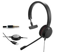 Jabra Evolve 30 II UC Mono Cuffia per PC con connessione USB e Jack 3,5 mm, in versione mono con controller sul cavo.