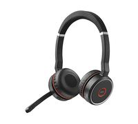 Evolve 75 MS Cuffia stereo ad archetto con e senza fili per ufficio/centro chiamate Micro-USB Bluetooth Nero, Rosso - Nouvo