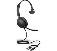 Jabra Evolve2 40 USB C/A Mono MS Cuffia con microfono a un auricolare con doppio connettore USB-C/A per uso intensivo in ambito professionale.