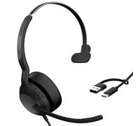 Jabra Evolve2 50 - Cuffie con cavo singolo, con cancellazione del rumore, cuffie Bluetooth per lavorare con microfoni con cancellazione del rumore, funzionano con piattaforme di riunione online come