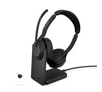 Jabra Evolve2 55 - Cuffie stereo wireless con supporto di ricarica, tecnologia AirComfort, microfoni con cancellazione del rumore e cancellazione attiva del rumore, funzionano con piattaforme UC come